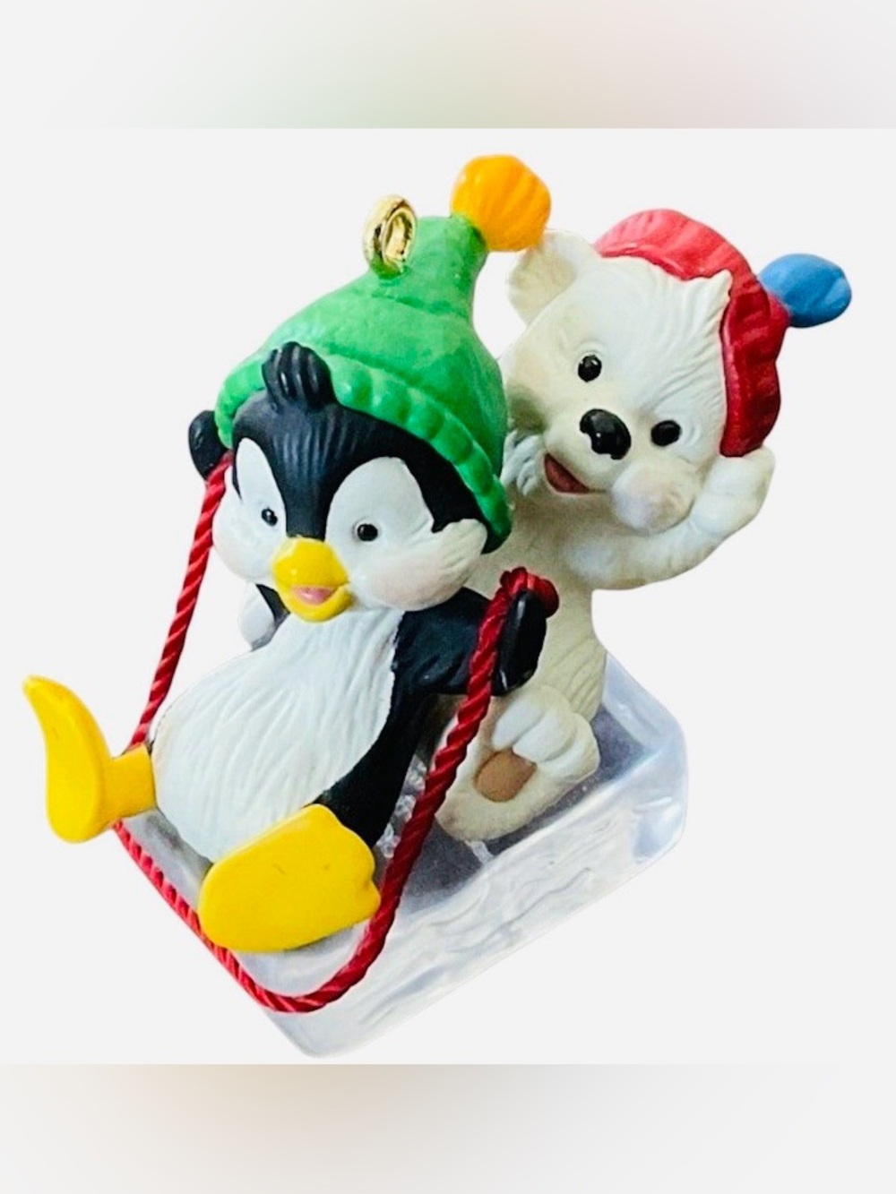 1999 Sleddin’ Buddies Sled Penguin and Polar Bear Sledding Figurine